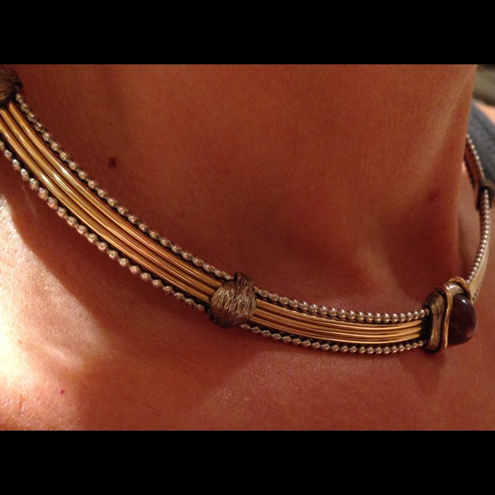RON RIZZO Collar Necklace. 14kGF/Sterling